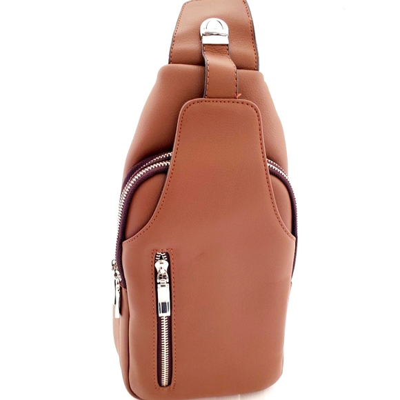 Other - Unisex Leather Brown Sling Bag Crossbody Shoulder Bag